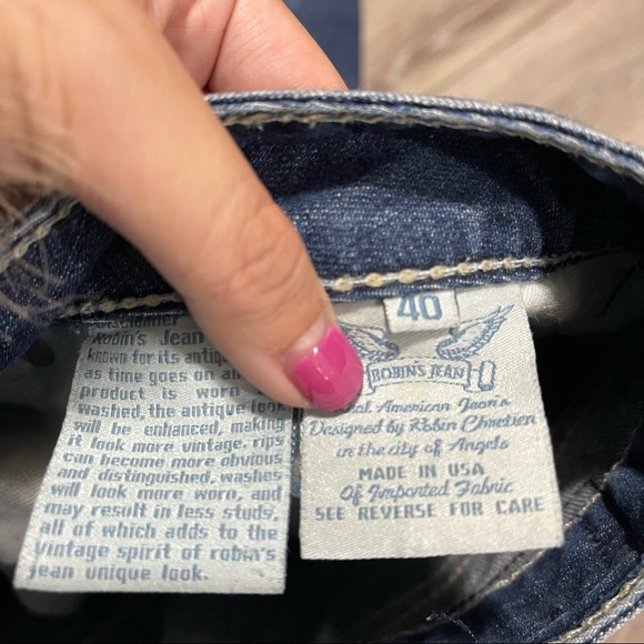 Robin’s Jeans embellished distressed straight leg jeans size 40 x 34 - Picture 8 of 11